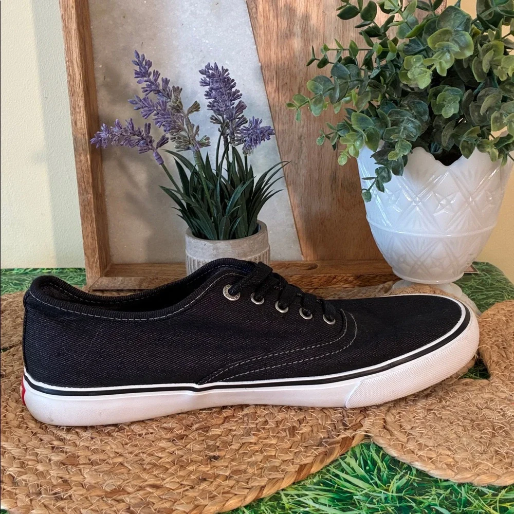 Levi's Black Canvas Sneakers with White Soles